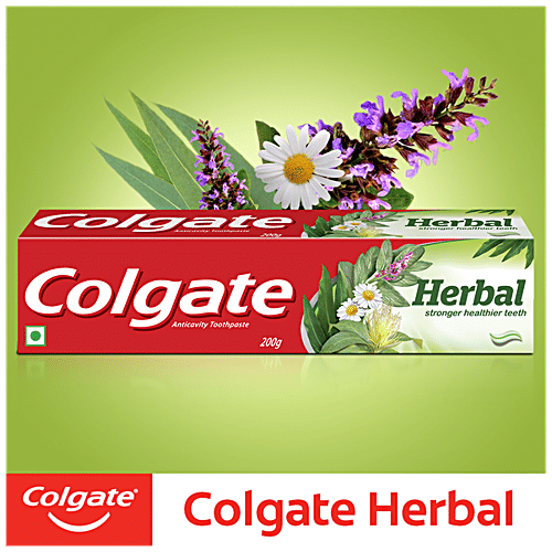 Colgate Herbal Anticavity Toothpaste - Goodness Of Natural Ingredients, For Healthy Teeth, 200 g (Buy 2 Get 1 Free) 