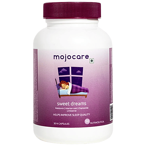 Mojocare Sweet Dreams Capsules - With Melatonin, L-Theanine & Magnesium, 30 pcs Improves Sleep Quality, Reduces Stress & Anxiety, Enhances Energy & Mood