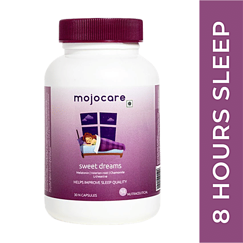 Mojocare Sweet Dreams Capsules - With Melatonin, L-Theanine & Magnesium, 30 pcs Improves Sleep Quality, Reduces Stress & Anxiety, Enhances Energy & Mood
