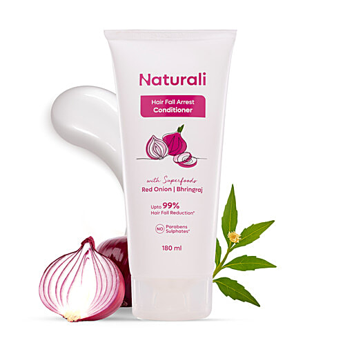 Naturali Hair Fall Arrest Conditioner - Detangles & Nourishes To Reduce Hair Fall, Red Onion & Bhringraj, 180 ml  