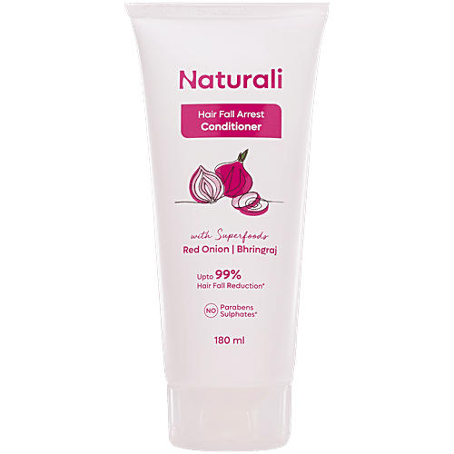 Naturali Hair Fall Arrest Conditioner - Detangles & Nourishes To Reduce Hair Fall, Red Onion & Bhringraj, 180 ml  