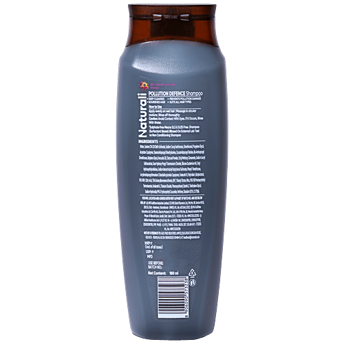 Naturali Pollution Defence Shampoo - Detox From Micro-pollutant build-up, Charcoal & Avocado, 180 ml  