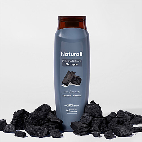 Naturali Pollution Defence Shampoo - Detox From Micro-pollutant build-up, Charcoal & Avocado, 180 ml  