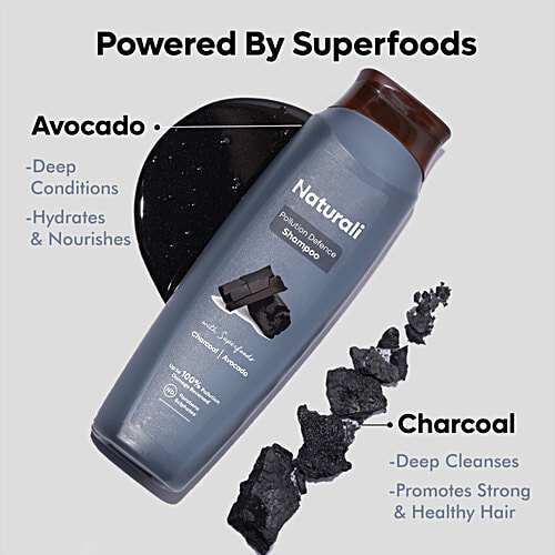 Naturali Pollution Defence Shampoo - Detox From Micro-pollutant build-up, Charcoal & Avocado, 180 ml  