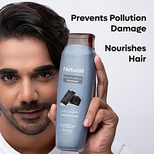 Naturali Pollution Defence Shampoo - Detox From Micro-pollutant build-up, Charcoal & Avocado, 180 ml  