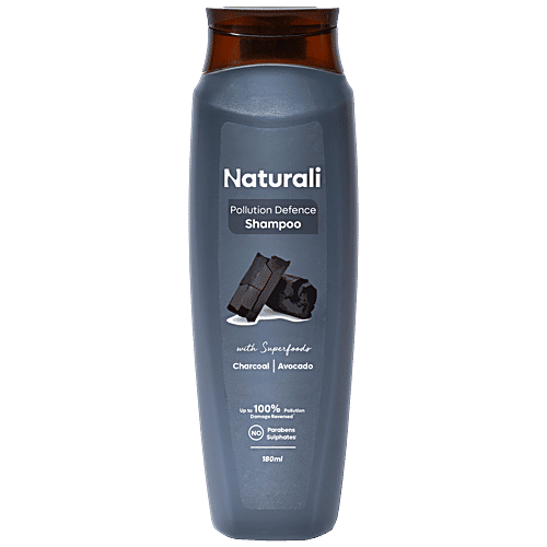 Naturali Pollution Defence Shampoo - Detox From Micro-pollutant build-up, Charcoal & Avocado, 180 ml  