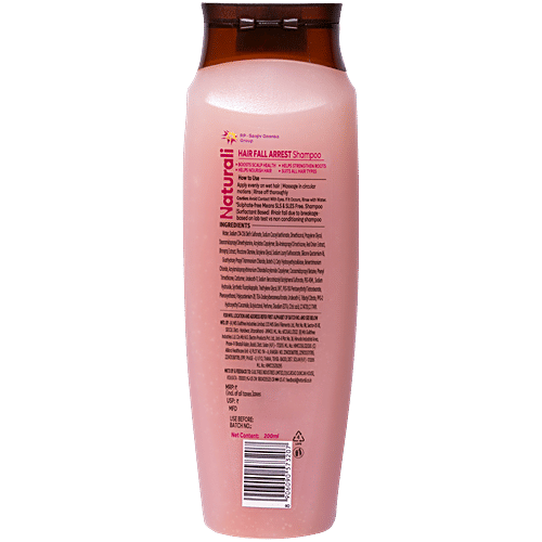 Naturali Hair Fall Arrest Shampoo - Reduces Hair Fall By Boosting Scalp Health, Red Onion & Bhringraj, 200 ml