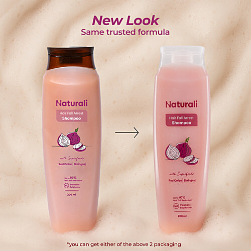 Naturali Hair Fall Arrest Shampoo - Reduces Hair Fall By Boosting Scalp Health, Red Onion & Bhringraj, 200 ml
