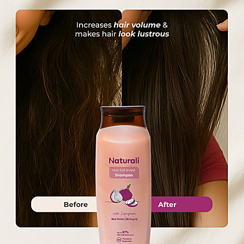 Naturali Hair Fall Arrest Shampoo - Reduces Hair Fall By Boosting Scalp Health, Red Onion & Bhringraj, 200 ml