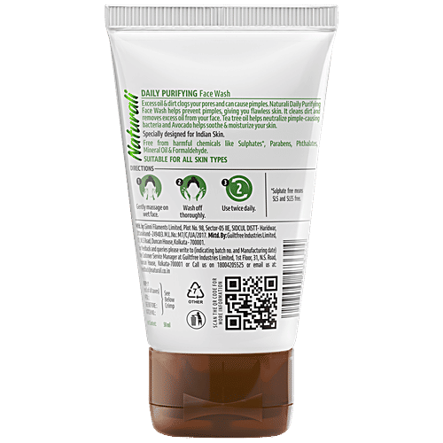 Naturali Daily Purifying Face Wash - Prevents Pimples & Controls Oil Balance, Tea Tree oil & Avocado, 50 ml