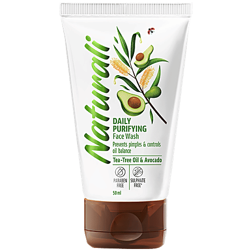 Naturali Daily Purifying Face Wash - Prevents Pimples & Controls Oil Balance, Tea Tree oil & Avocado, 50 ml