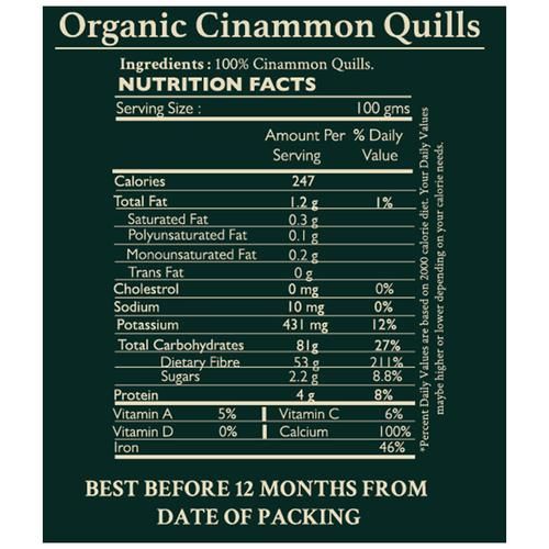 Kharo Organics Organic Dalchini/Cinnamon Sticks - Non GMO, High In Nutrition, Chemical Free, 50 g  