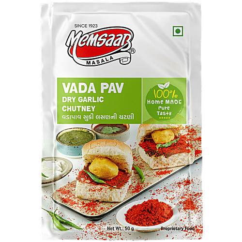 Memsaab Vada Pav Dry Garlic Chutney - Homemade, Pure & Fresh, No Additional Colour, 50 g Pouch