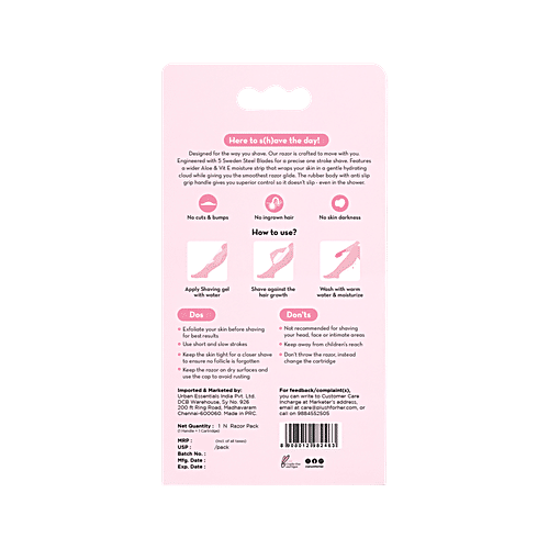 Plush 5 Blades Razor - With Aloe Vera & Vitamin E-Strip, For Normal, Sensitive Skin, 1 pc  