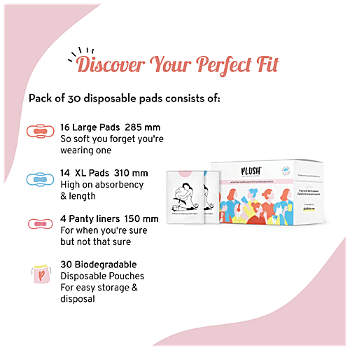 Buy Plush Sanitary Pad With Disposable Pouches & Panty Liners, 100