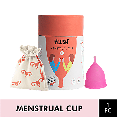 Plush Menstrual Cup - With Cotton Carry Pouch, Reusable, Up To 10 Hours Protection, L, 1 pc