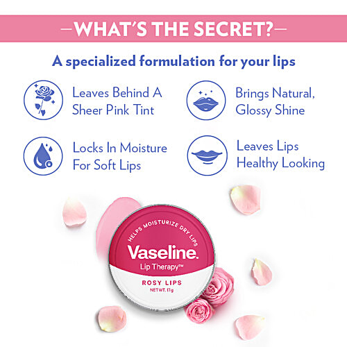 Vaseline Lip Therapy Rosy Lips, 17 g  Helps Moisturise Dry Lips, Easy to Carry