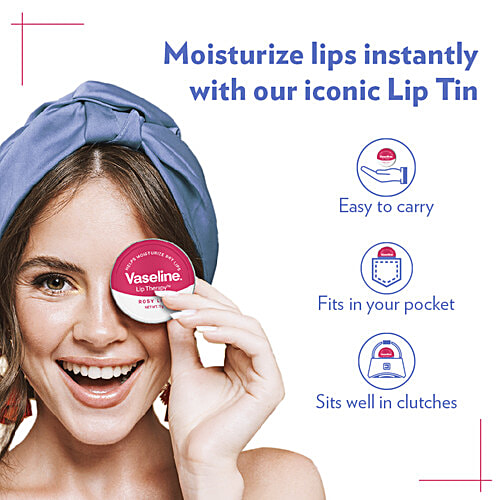 Vaseline Lip Therapy Rosy Lips, 17 g  Helps Moisturise Dry Lips, Easy to Carry