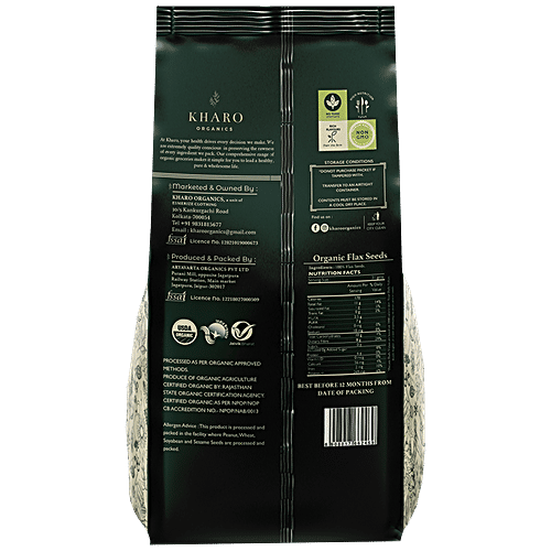 Kharo Organics Organic Flax Seeds - High Fibre & Nutrition, Non GMO, 100 g  