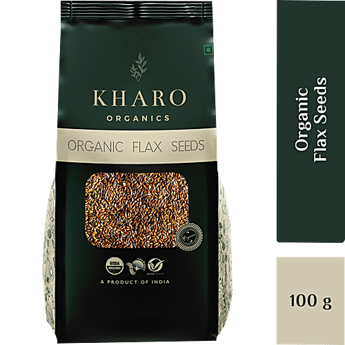 Kharo Organics Organic Flax Seeds - High Fibre & Nutrition, Non GMO, 100 g  