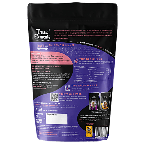 True Elements Chocolate Pancake Mix, 250 g  Ready To Cook Breakfast