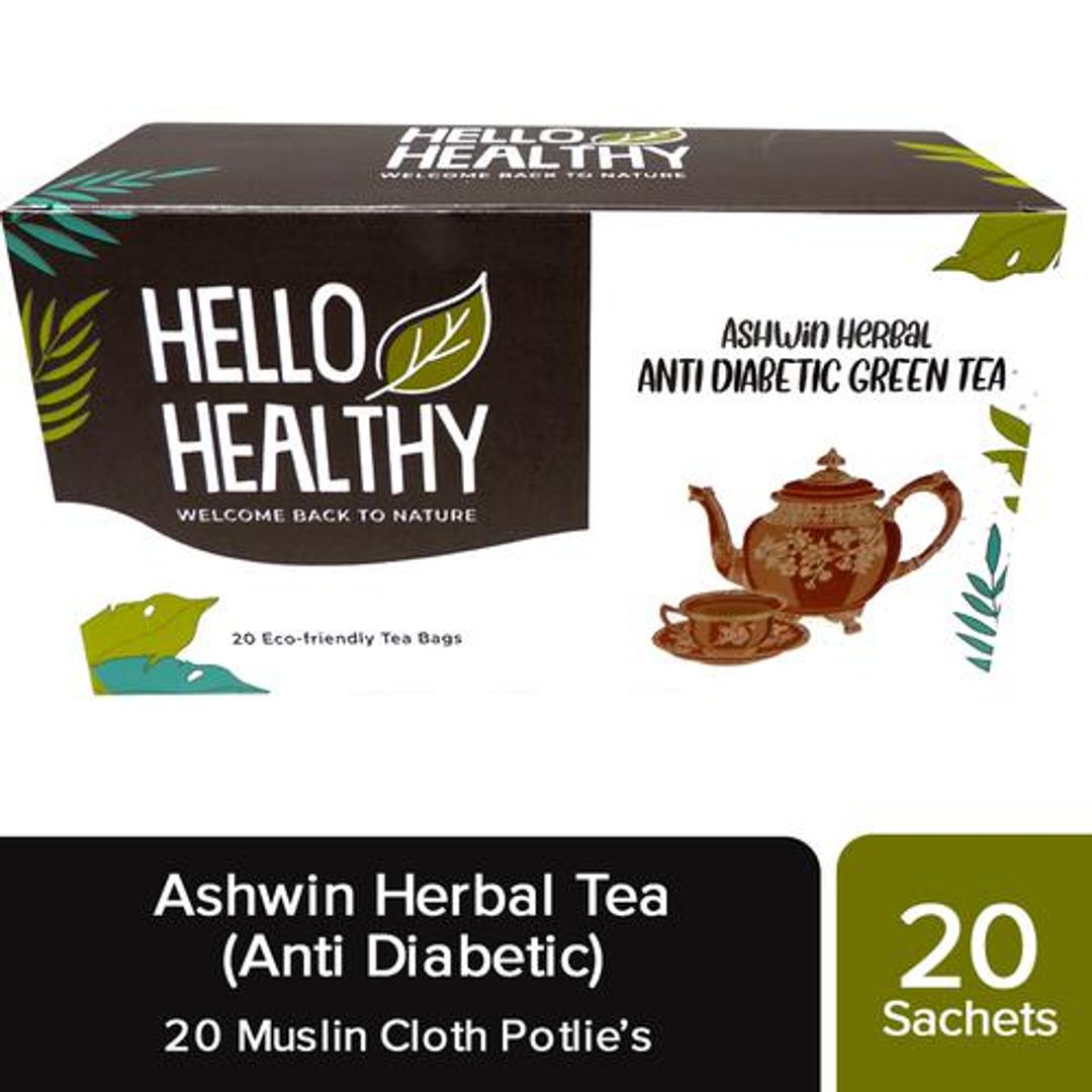 Hello Healthy Ashwin Herbal Tea - Anti-diabetic, 40 g (20 Teabags x 2g each)