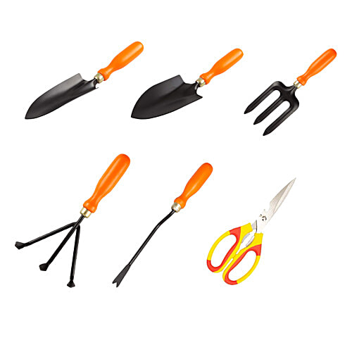 Klassic Gardening Tools Combo - Pruner, Fork, Khurpa, Gloves, Scissor, Cultivator, Big & Small Trowel, 8 pcs  