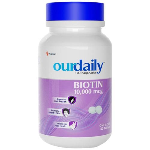 Buy Ourdaily Biotin 10,000 mcg Tablet - For Healthy Skin, Hair & Nails  Online at Best Price of Rs  - bigbasket