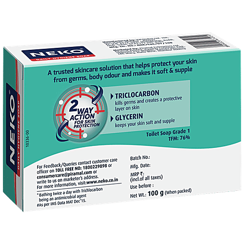 Neko Daily Hygiene Soap - 24 Hours Gems Protection, Gentle On Skin, Removes Body Odour, 100 g  