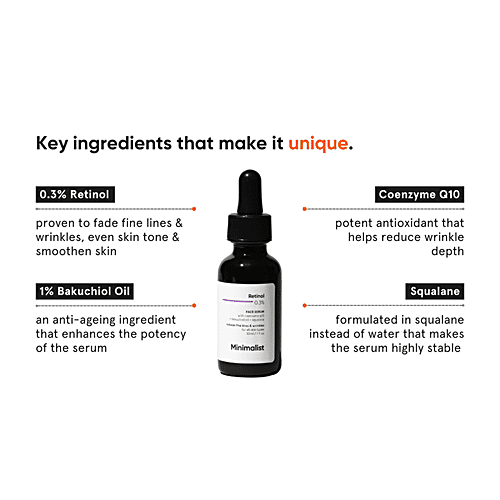 Minimalist Retinol 0.3% + Q10 Face Serum - With Anti-Aging Property, For Men & Women, To Reduce Fine Lines & Wrinkles, 30 ml  