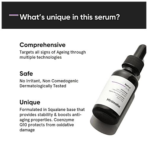 Minimalist Retinol 0.3% + Q10 Face Serum - With Anti-Aging Property, For Men & Women, To Reduce Fine Lines & Wrinkles, 30 ml  