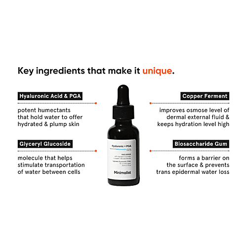 Minimalist Hyaluronic Acid + PGA 02% Face Serum - For Glowing Skin, Intense Hydration & Fines Lines, 30 ml