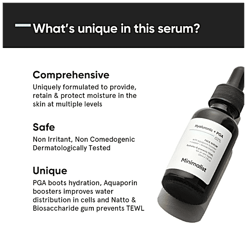Minimalist Hyaluronic Acid + PGA 02% Face Serum - For Glowing Skin, Intense Hydration & Fines Lines, 30 ml