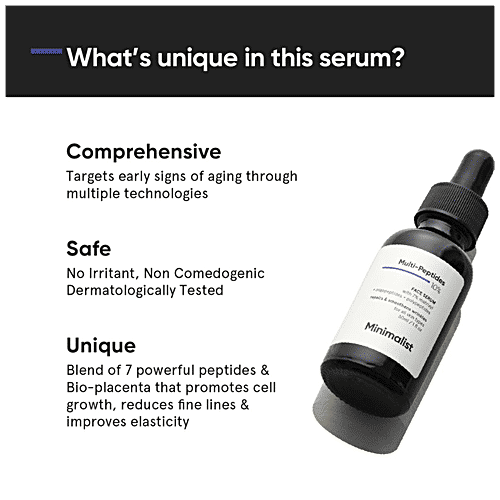 Minimalist Multi Peptide Night Serum - Boosts Collagen, With 7% Matrixyl 3000 & 3% Bio-Placenta, 30 ml