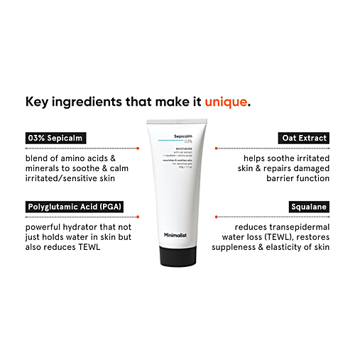 Minimalist Sepicalm 3% + Oat Moisturizer - Lightweight, Non-Comedogenic & Fragrance Free, 50 g  