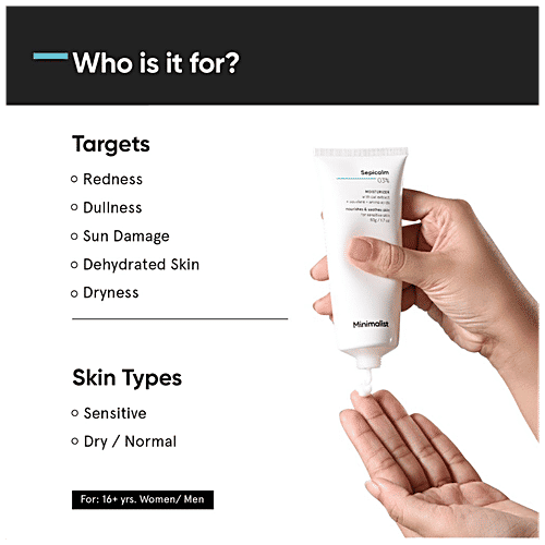 Minimalist Sepicalm 3% + Oat Moisturizer - Lightweight, Non-Comedogenic & Fragrance Free, 50 g  