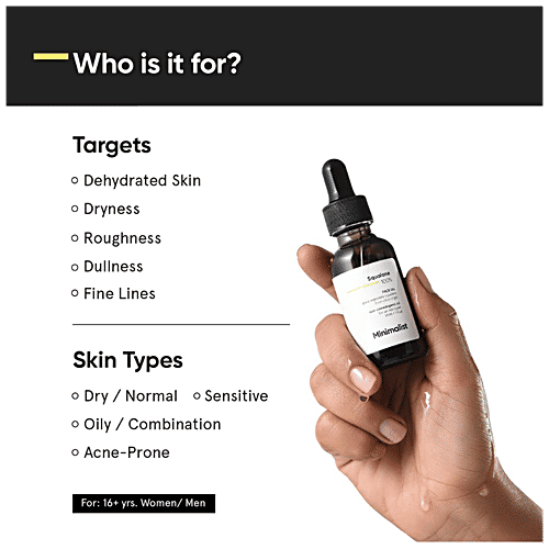 Minimalist Squalane 100% Face Oil - For Light Moisturization, Improves Skin Hydration & Reduces Fine Lines, 30 ml  