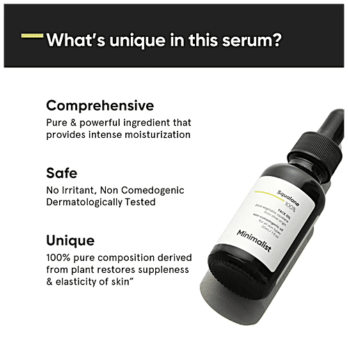 Minimalist Squalane 100% Face Oil - For Light Moisturization, Improves Skin Hydration & Reduces Fine Lines, 30 ml  