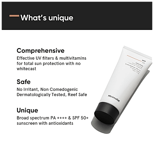 Minimalist Broad Spectrum Sunscreen - SPF 50 PA++++, With Multi-Vitamins, Niacinamide, 50 g  
