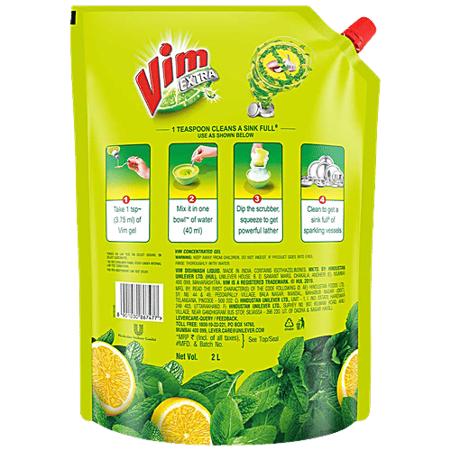 Buy Vim Extra Anti Smell Dishwashing Liquid With Pudina, Removes