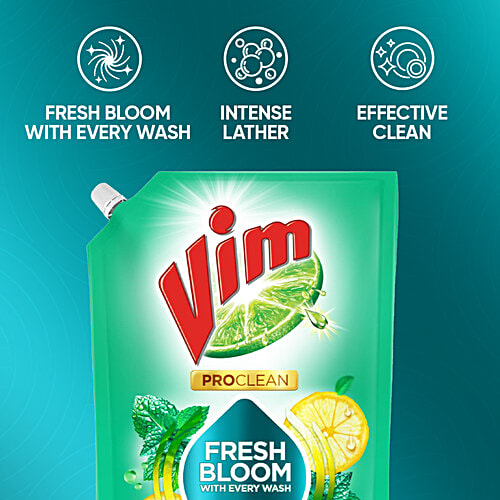 Vim ProClean Dishwash Liquid Gel With Mint, Cooling Freshness, 1.7 L  Removes Tough Grease & Odours