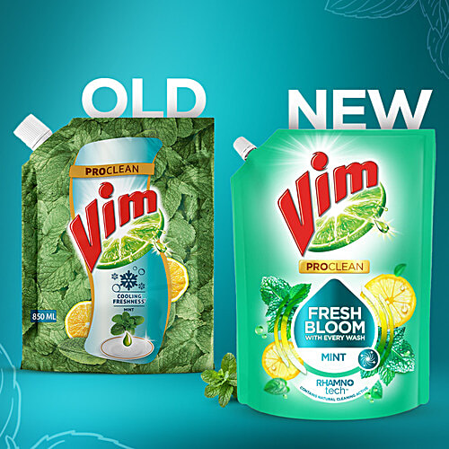 Vim ProClean Dishwash Liquid Gel With Mint, Cooling Freshness, 1.7 L  Removes Tough Grease & Odours
