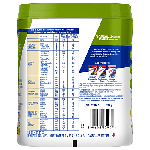 Buy Protinex Diabetes Care High In Fibre Protein Creamy Vanilla