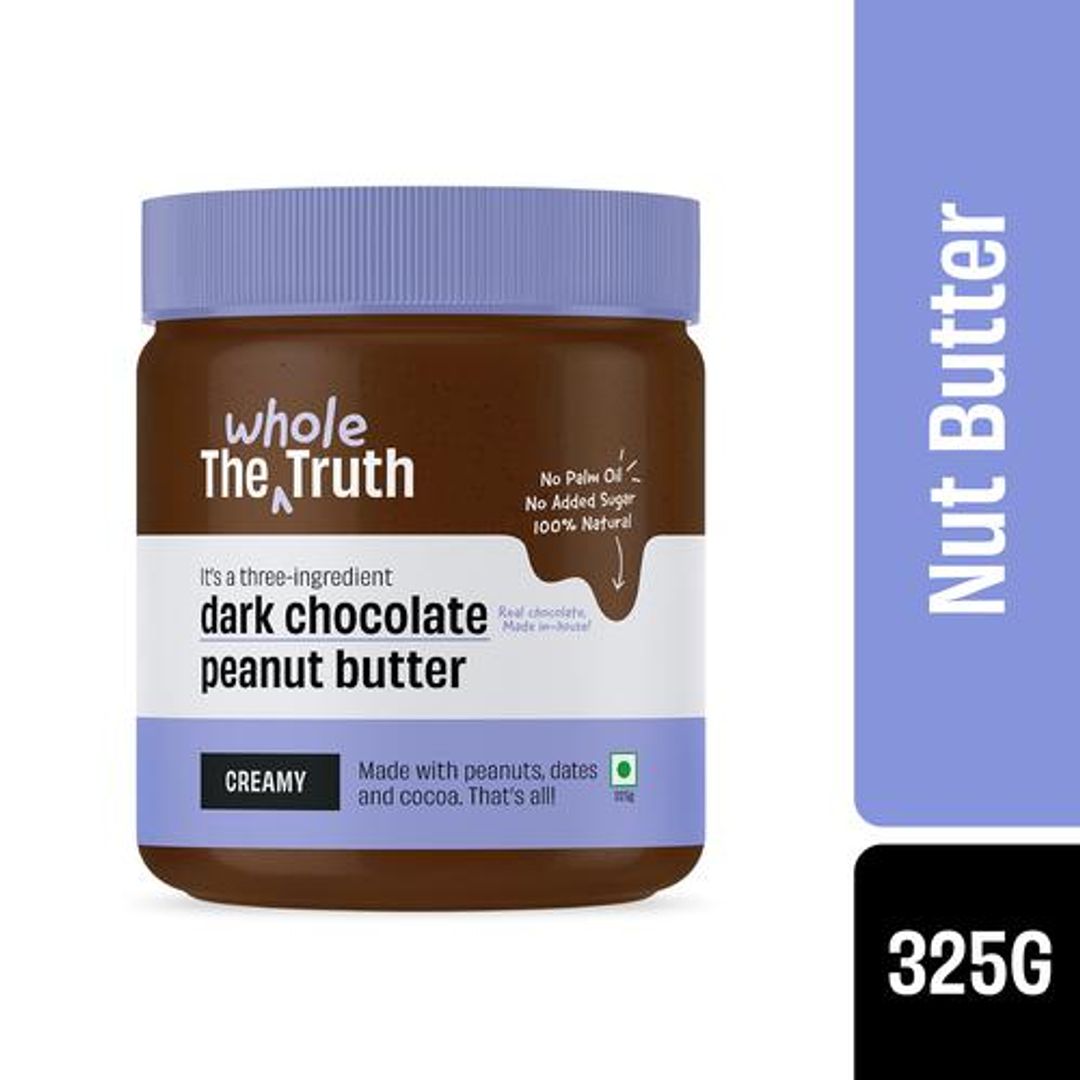 The Whole Truth Dark Chocolate Peanut Butter - Creamy, Natural, For Baking, Bread Spread Use, 325 g 
