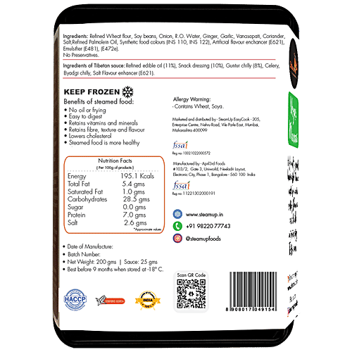 SteamUp Vegan Soya Momos - With Tibetan Sauce, Steamed, Delicious, 8 pcs