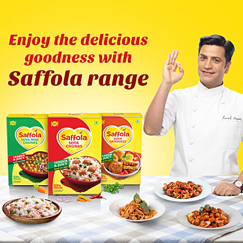 Saffola Meal Maker Soya Chunks - High Protein, Ready In 5 Minutes, Tender & Juicy, 40 g Pouch