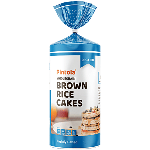Pintola Organic Wholegrain Brown Rice Cakes - Lightly Salted, 130 g Only 30 Calories Per Cake