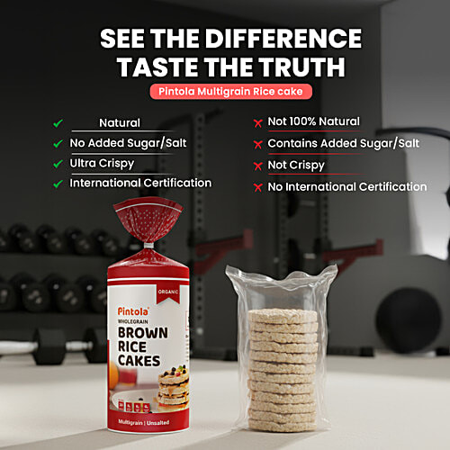 Pintola Organic Wholegrain Brown Rice Cakes - With Multigrain, 125 g All Natural, Only 30 Calories Per Cake