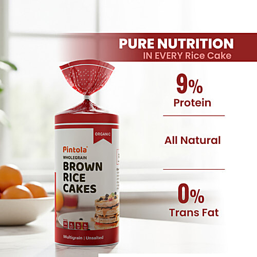 Pintola Organic Wholegrain Brown Rice Cakes - With Multigrain, 125 g All Natural, Only 30 Calories Per Cake