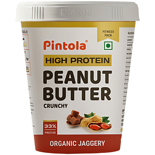 Pintola Organic Jaggery Peanut Butter - Crunchy , With 33g Protein & 7g Fiber, 1 kg  High Protein
 Rich in Fibre
 Organic Jaggery
